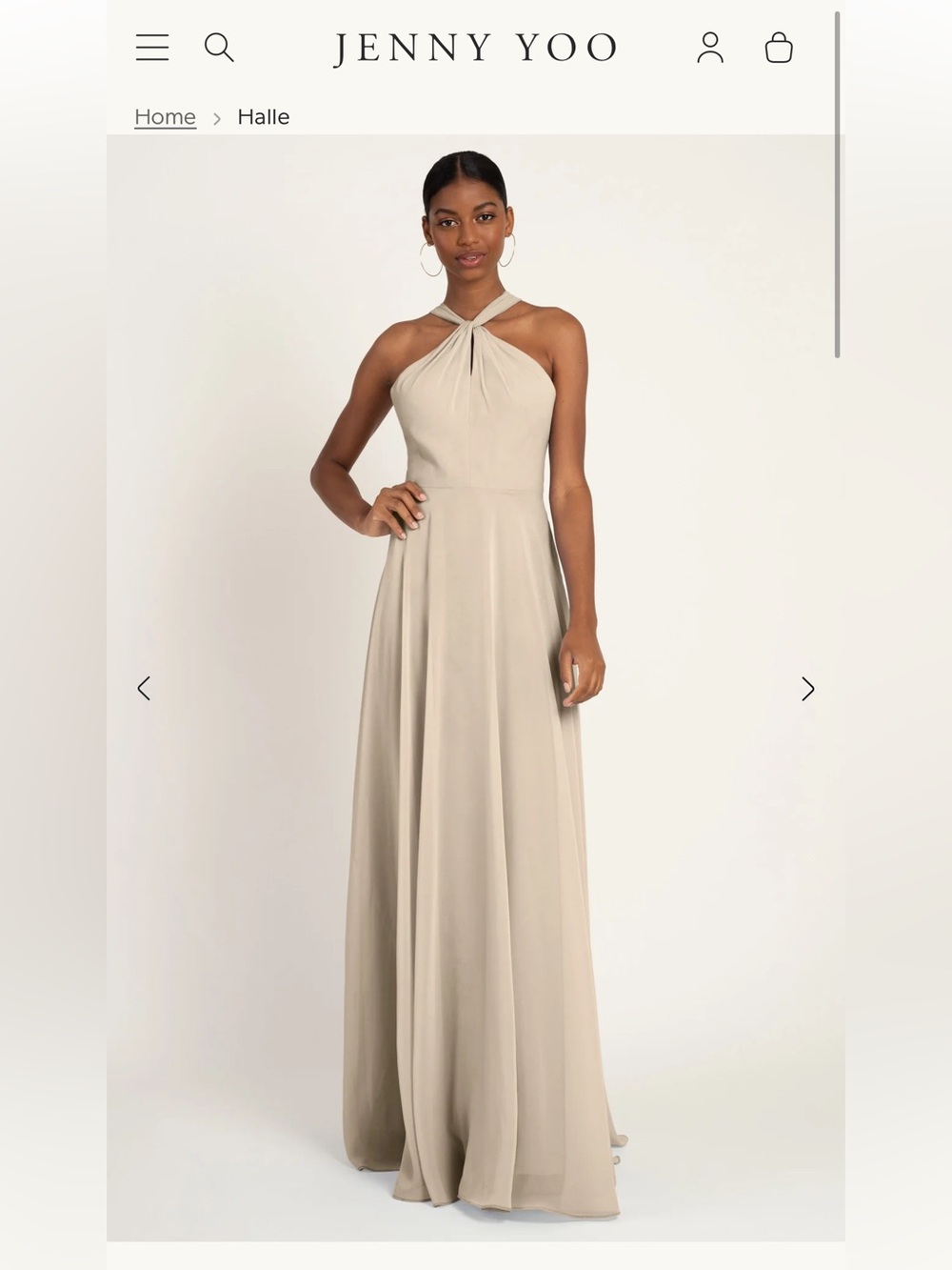 NWT Jenny Yoo Taupe Halter-Back Chiffon Wedding Dress
